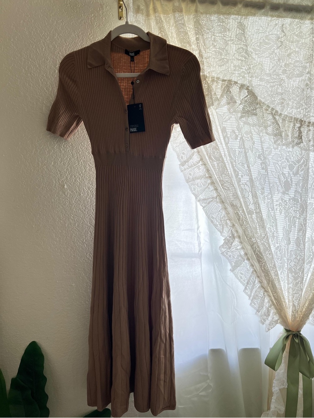 PAIGE Mathilda Rib Midi Shirtdress